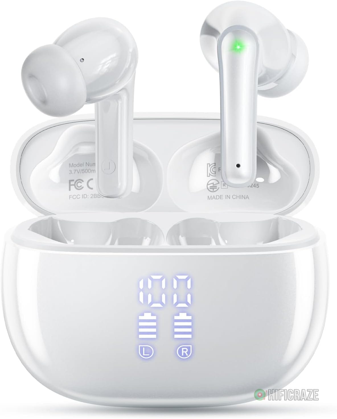 Wireless Earbuds, Bluetooth 5.3 Ear Buds, Headphones with Clear Stereo Sound, 40H Playtime with LED Digital Display, IPX7 Waterproof Earphones Built-in Mic for Phone Tablet Sports Workout