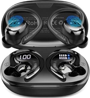 Wireless Earbuds Sport, Bluetooth 5.4 Headphones with Earhook, 2025 Hi-Fi Stereo Over Ear Buds, 50H Earphones with 4 ENC Noise Canceling Mics, IP7 Waterproof Headset for Running Workout (Android/iOS)