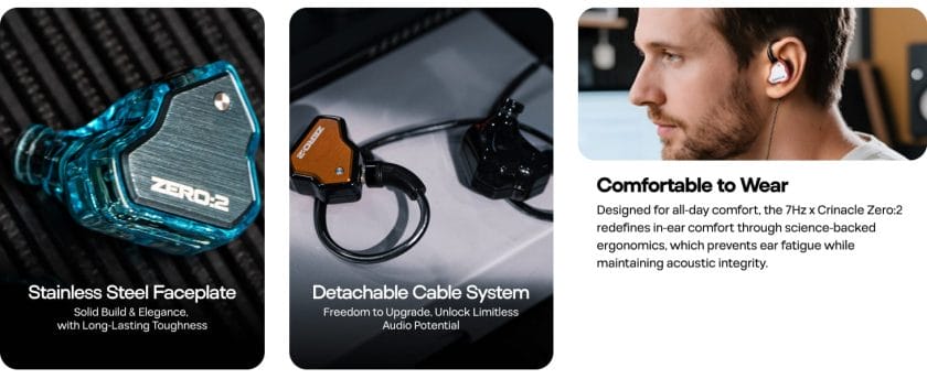 Linsoul 7Hz x Crinacle Zero:2 in Ear Monitor, Updated 10mm Dynamic Driver IEM, Wired Earbuds Earphones, Gaming Earbuds, with OFC IEM Cable for Musician (Without MIC, Blue) 9 Crinalce Zero 2